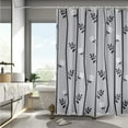 thumbnail image 2 of Grey White Shower Curtain 72x72in, Branch Floral Shower Curtains set for bathroom with 12 Hooks, Minimalist Elegant Fabric Stall Bath Curtain,Waterproof Fabric,Weighted Hem, Machine Washable, 2 of 5
