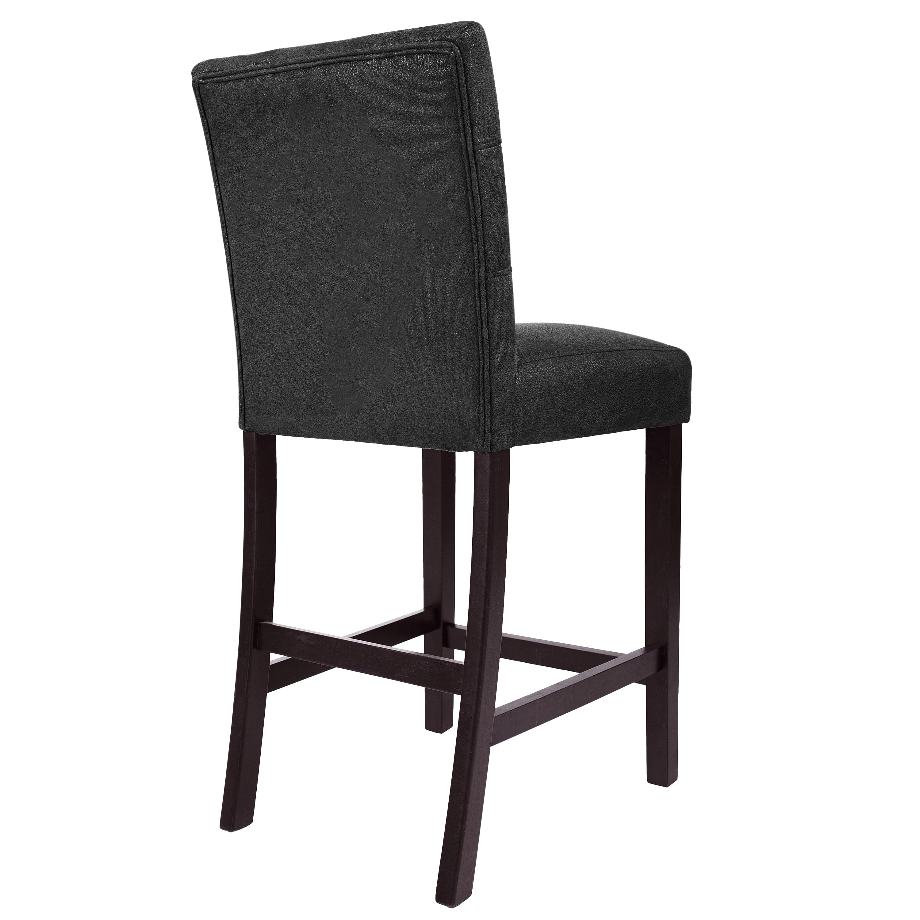 HomePop 26" Upholstered Counter Stool, Set of 2, Matte Black Faux Leather