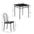 thumbnail image 7 of VECELO 3-Piece Dining Table Set with 2 Chairs, Wooden Square Table and Soft Cuahion Chair for Home Kitchen Breakfast Nook, Small Space, Black, 7 of 7