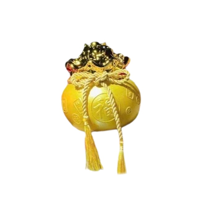 Figura decorativa de bolsa de dinero de resina, adorno de riqueza Feng Shui, decoración de lujo para Amarillo
