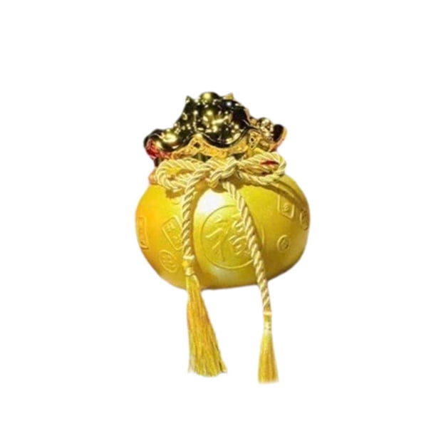 Figura de bolsa de la suerte de Feng Shui chino, adorno de resina para cuenco de tesoro, decoración de lujo para el hogar Amarillo