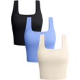 thumbnail image 1 of SURJDE Women's 3 Piece Tank Tops Ribbed Seamless Workout Exercise Shirts Yoga Crop Tops, 1 of 4