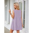 thumbnail image 3 of Cuteduck Summer Sleeveless Mini Dress Casual Loose V Neck Sundress Swing Flowy Beach Dress with Pocket Pleated Dresses, S-2XL, 3 of 5