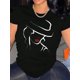 thumbnail image 1 of Arte creativo de líneas de mujeres hermosas, estampados, camiseta moderna de cuello redondo y manga corta para mujer, camiseta deportiva informal y sencilla, top de verano cómodo para vacaciones, cami, 1 of 6