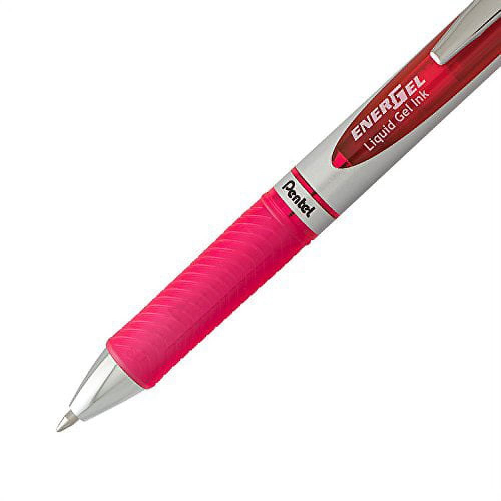EnerGel RTX Retractable Liquid Gel Pen, Medium Line, Metal Tip, Pink Ink, 12 Count