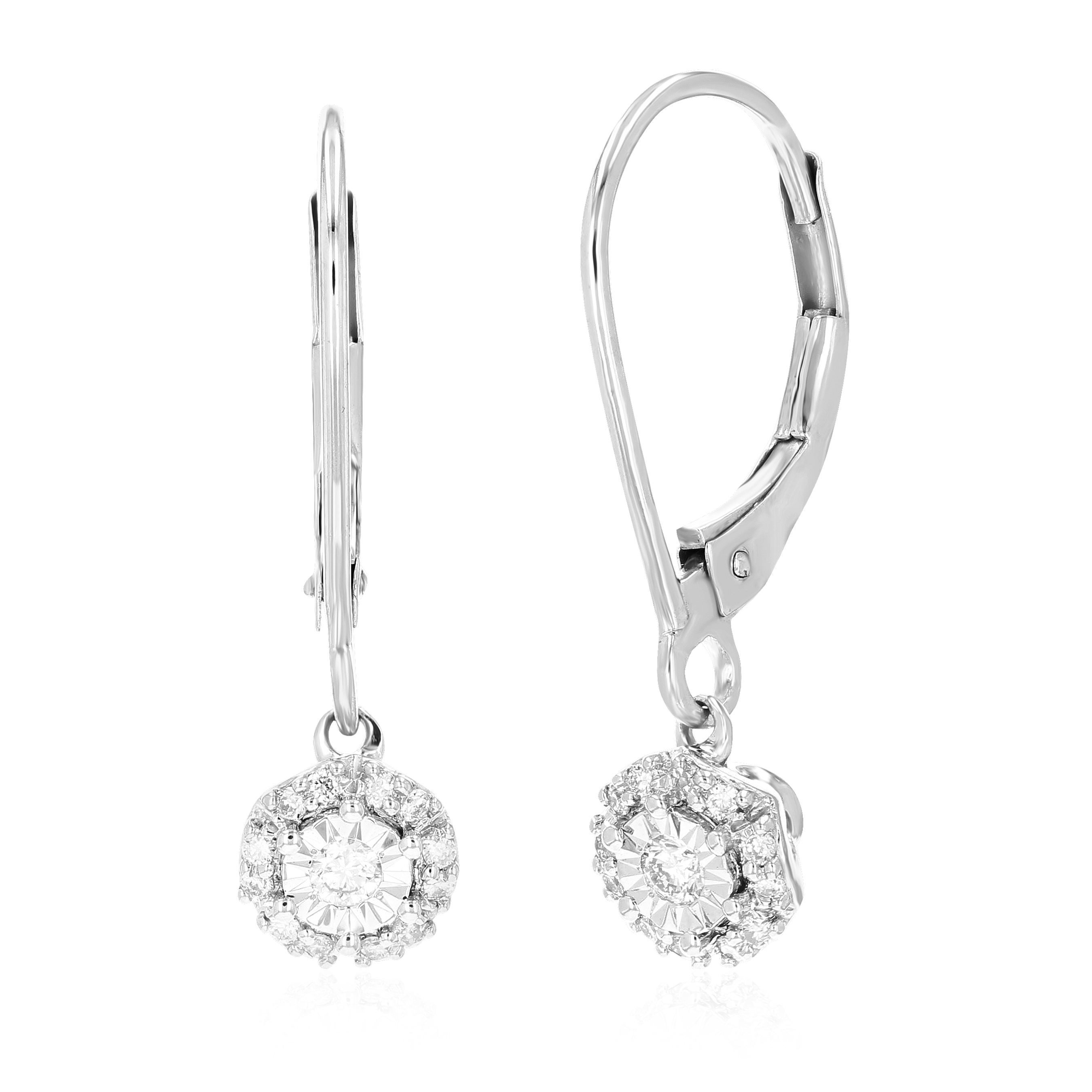 1 6 Cttw 26 Stones Round Lab Grown Diamond Dangle Earrings 925 Sterling Silver Prong Set 3 4