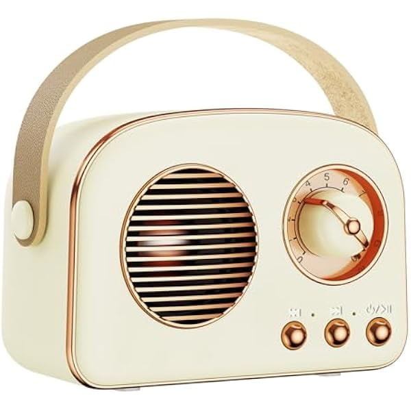 wonima11 Retro Bluetooth Speaker, Cute Mini Portable Wireless Speaker with TWS for Home Outdoor Travel, Vintage Decor, Gifts for Girls, Teens, Women Beige