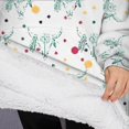 thumbnail image 3 of Oversized Wearable Blanket Hoodie,White Buffalo Skull Dot Pattern Sherpa Blanket Hoodie with Super Pockets,Super Warm Fuzzy Pullover for Women & Men, 3 of 6