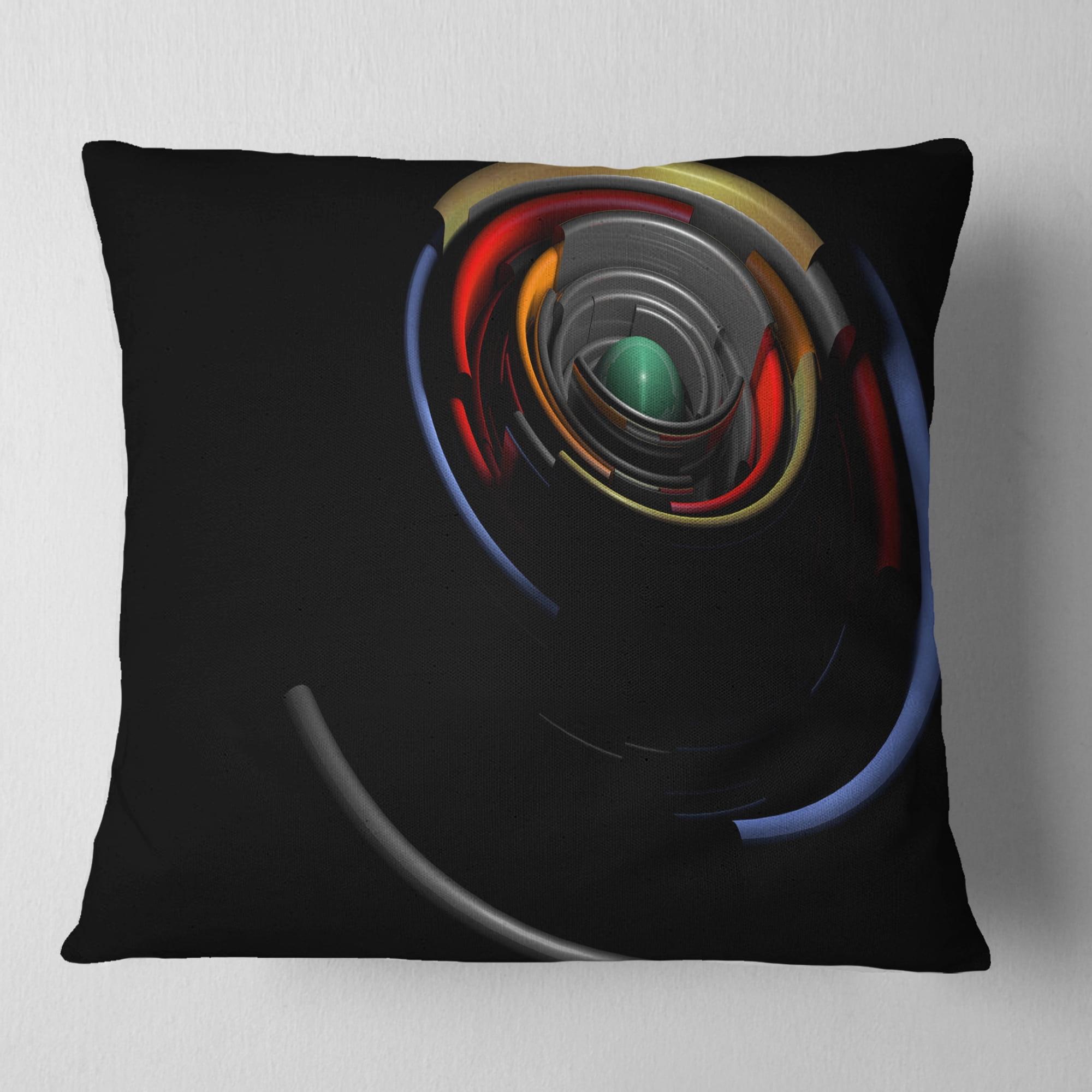 Designart Fractal 3D Circled Stripes - Contemporary Throw Pillow - 16x16