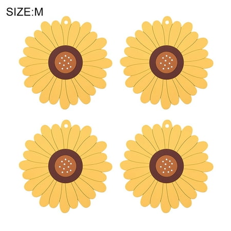 

4pcs ion Placemat Heat Resistant PVC Insulation Coaster Sunflower Shaped