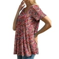 thumbnail image 4 of Mengpipi Blouses for Women Casual Crew Neck Short Sleeve Tunic Tops, Multi Red-XXL(US 20-22), 4 of 8