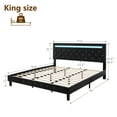 thumbnail image 2 of Kallabe Bed Frame King Size with Adjustable Upholstered Headboard, LED&Charging Station, Black, 2 of 8