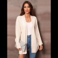 thumbnail image 6 of Womens Oversized Cardigan Sweaters Open Front Cable Knit Lantern Long Sleeve Chunky Outwear Coats Apricot M, 6 of 10