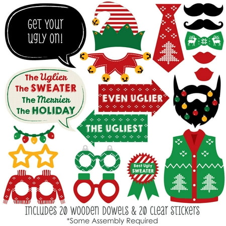 Ugly Christmas Photos Ugly Sweater - Holiday & Christmas Party Photo Booth Props Kit - 20 Count ()