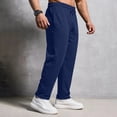 thumbnail image 7 of Men's Lightweight Sweatpants Open Bottom Drawstring Sweat Pants Straight Leg Gym Fall Lounge Pants with Pockets, L, 7 of 7
