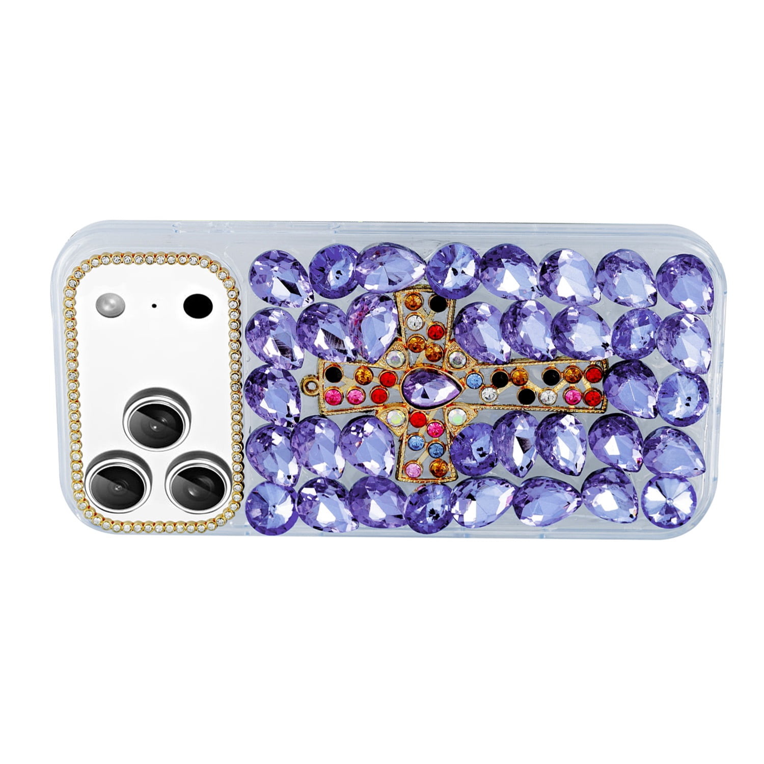 Crystal Flower Silicone Hard Case for iPhone 17 Pro Max - Purple