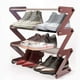 thumbnail image 5 of Wosthever Zapatero Simple de cuatro pisos de montaje rápido Zapatero de palabras Z armario de almacenamiento doméstico estante Almacenamiento y organización del hogar marrón de 4 capas, 5 of 6