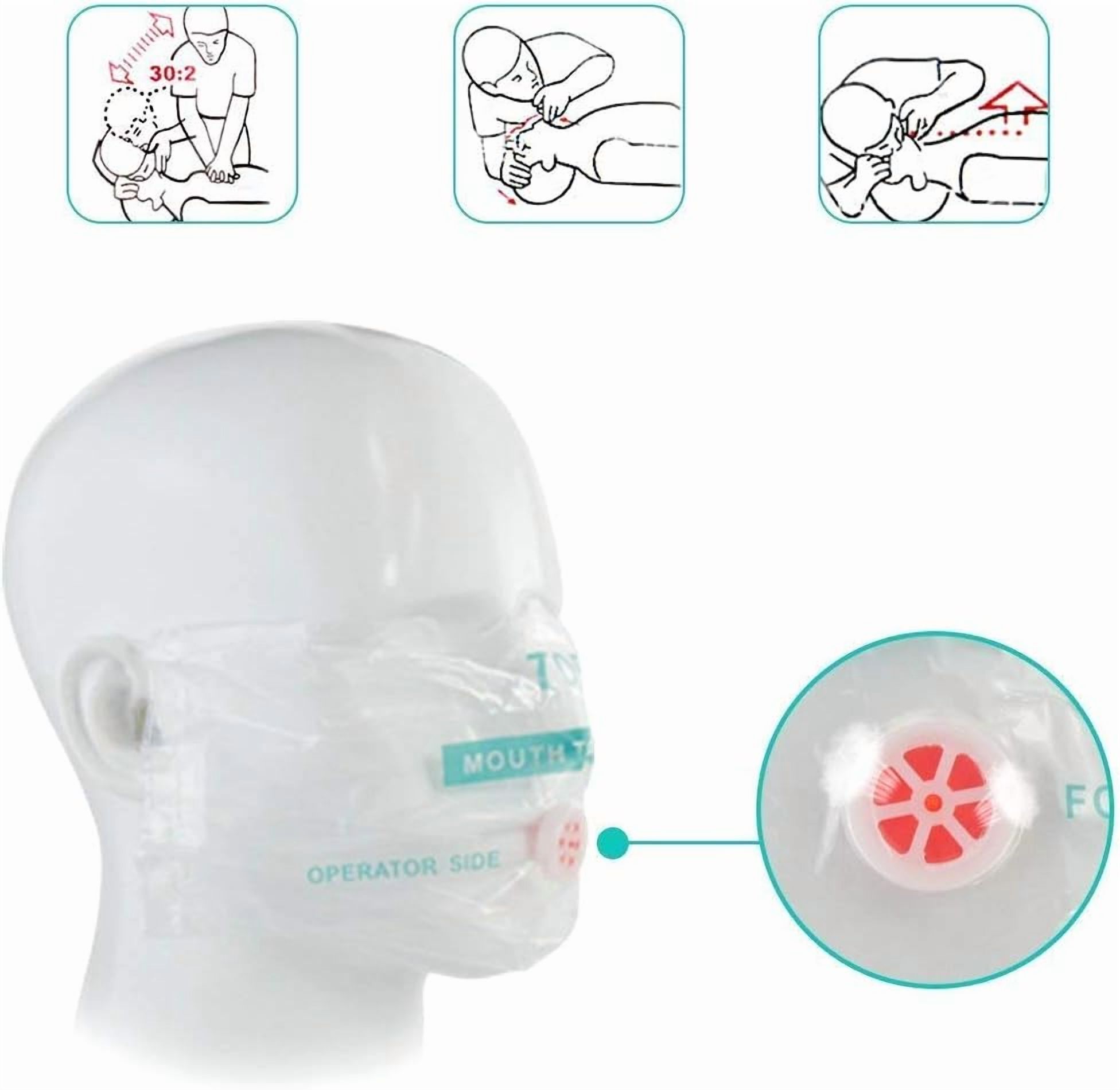 50 Pieces CPR Key Chain Emergency CPR Face Shields with One-Way Valve for First Aid or AED Training
