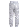 thumbnail image 2 of Manyakai Boys Girls Shiny Metallic Dance Pants Leggings Glittery Trousers Bell Bottoms Jazz Hip Hop Silver 170, 2 of 6