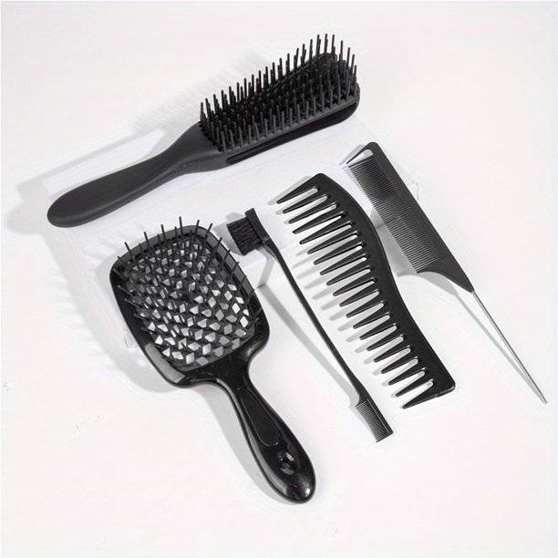 5pcs Black Hairdressing Comb Set Hair Styling Comb Kit Heat Resistant Anti Static Hair Comb Set For All Hair Types