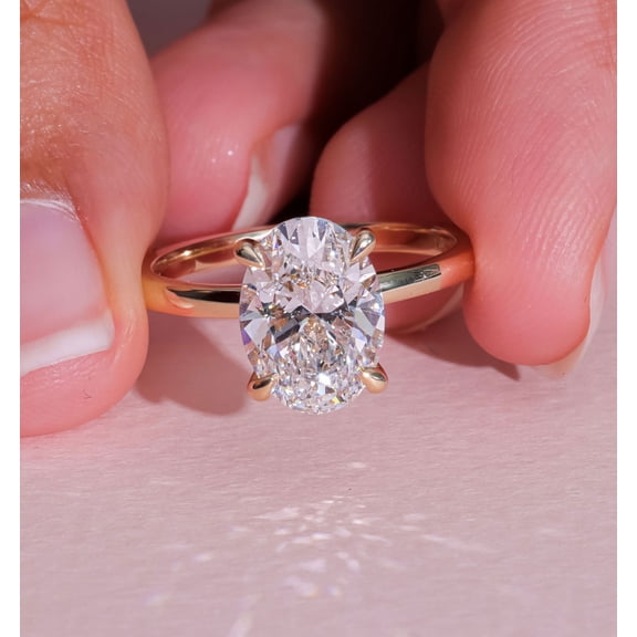 ESTE ORIGIN 2ct Oval Moissanite Diamond Engagement Ring in 14K Yellow Gold Wedding Ring for Women 5.5.