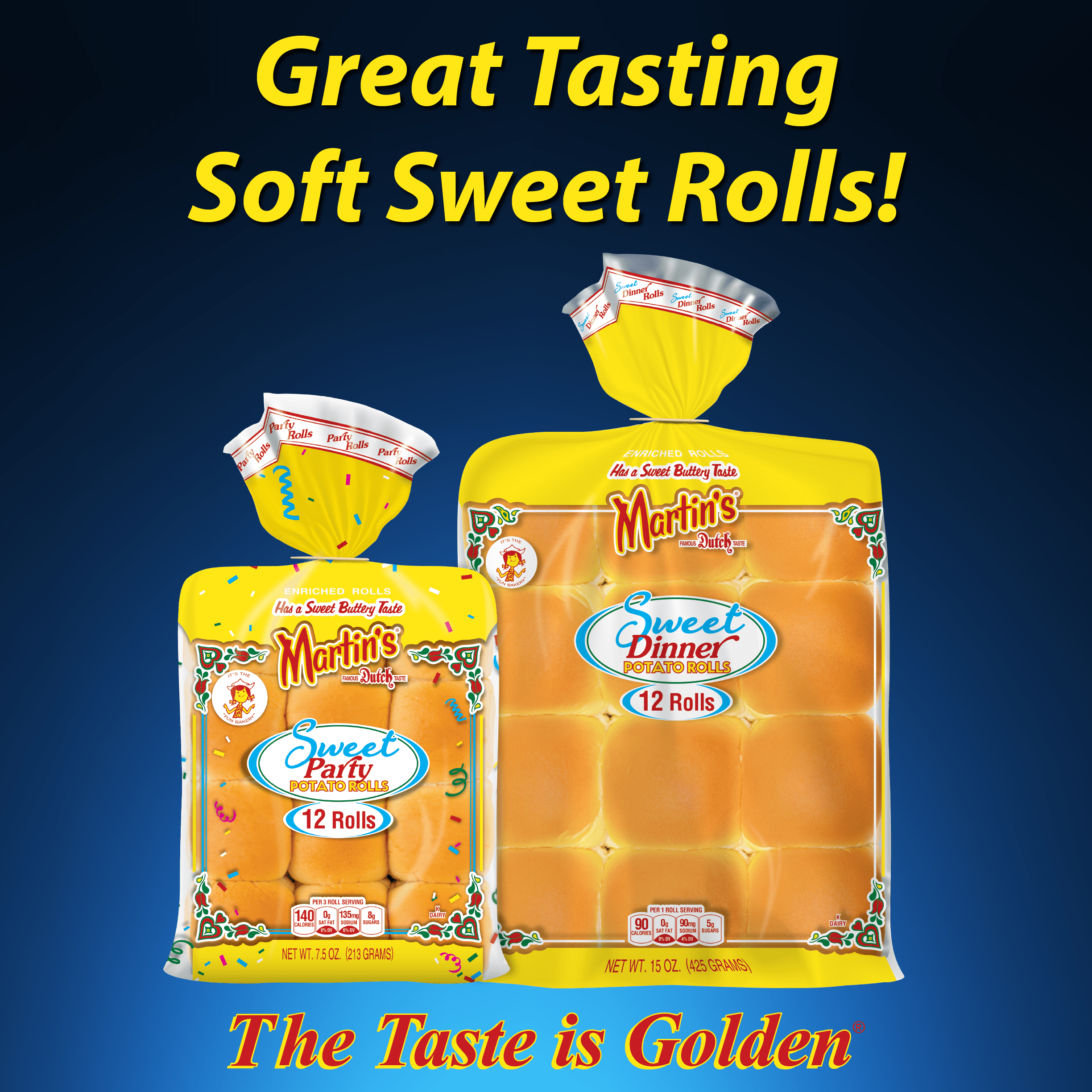 Martins Sweet Party Potato Rolls, Fresh Mini Dinner Rolls, 2" Buns