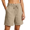 thumbnail image 3 of Axiiglly Cotton Shorts for Women Drawstring High Waist Workout Shorts Solid Color Casual Loose Summer Outdoor Shorts for Holidays S-3XL, 3 of 9