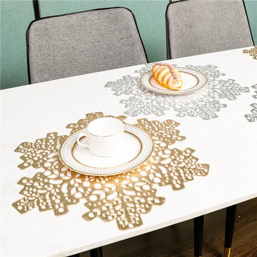 16-Piece Christmas Table Dish Mat Set Snowflake Coasters Placemat Tablemat Xmas 