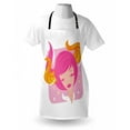 thumbnail image 3 of Zodiac Taurus Apron Abstract Woman Illustration Pink Hair and Orange Horns Female Taurus Portrait, Unisex Kitchen Bib Apron with Adjustable Neck for Cooking Baking Gardening, Multicolor, by Ambesonne, 3 of 3
