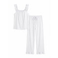 thumbnail image 3 of JWD Womens Two Piece Pajama Set Soft Sleeveless Ruffle Strap Cami Top and Long Pants Lightweight Lounge Sleepwear White 2XL, 3 of 7