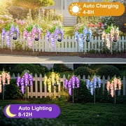 Qoosea Solar Flowers Lights Outdoor Decorations, Garden Light Waterproof for Outside Yard Decor Led Plant Lamp Patio Lawn Grave Backyard Pathway Decorative 2 pack Purple