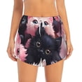 thumbnail image 2 of Susaid Cute Kittens Group Portrait Print Women's High Waisted Running Shorts Quick Dry Athletic Gym Track Workout Shorts Zip Pocket-Large, 2 of 7