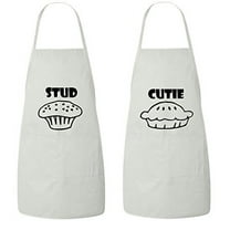 FASCIINO Set of Stud Muffin and Cutie Pie His and Hers Chef Couples Aprons Set (2pcs)