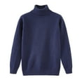 thumbnail image 4 of Girls Knit Sweaters Turtleneck Long Sleeve Slim Fit Clothes Solid Color High Collar Pullover Fall Winter Sweaters Royal Blue 130, 4 of 5