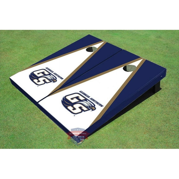Georgia Southern University "GS" White And Blue Matching Triangle Cornhole Boards