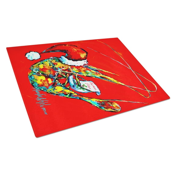 Caroline's Treasures Happy Holidays Shrimp Glass Cutting Board Large