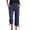 Navy Blue, variant on Women's Solid Color Drawstring Cropped Linen Pants Casual Capri Trousers, Comfortable, Breathable for Summer