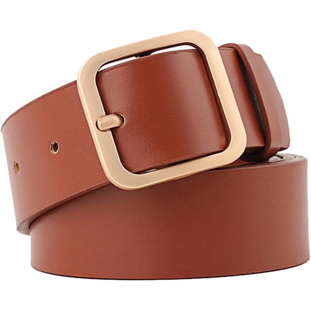 HUGFEGWE Ceinture en Cuir PU pour Femmes Réglable Lignes de Couture Fines Mode Décontractée Boucle à Ardillon pour Pantalon Robe CJB91-76333