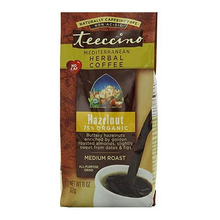 Teeccino Mediterranean Herbal Coffee Hazelnut, Medium Roast, 11 Oz, 6 Pack