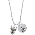thumbnail image 1 of Delight Jewelry Silvertone Large Viking - Mascot Silvertone Script Initial Disc - & - Charm Necklace, 20"+3", 1 of 4