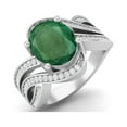 thumbnail image 2 of 10x8MM Oval Shape Green Emerald 925 Sterling Silver Women Solitaire Mother's Day Gift Ring, 2 of 3