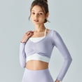 thumbnail image 4 of Top deportivo falso de dos piezas con almohadilla para el pecho, top de yoga adelgazante corto semifijo, ropa de entrenamiento transpirable para mujer, 4 of 5