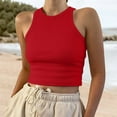 thumbnail image 2 of Bovemsi Women's Tanks & Camis Sleeveless Color Tops Solid Tank Short Round Neck Vest Blouse Camisoles for Under Clothes, 2 of 7