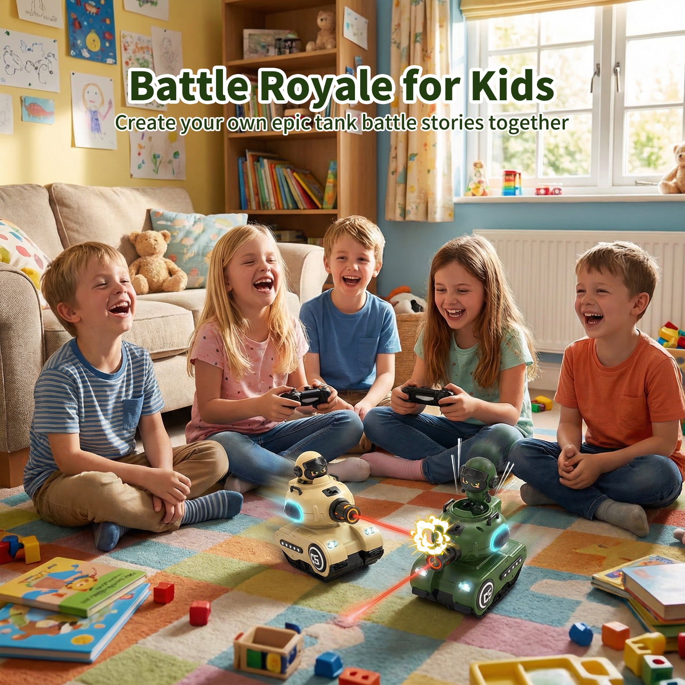 SaveJoy 2-Pack RC Battle Tank, RC Car Remote Control Car with Ejection Station Toy for Kids Ages 3-8, Birthday Gifts for Boys Girls