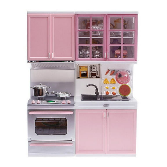 Kit de cocina moderno perfecl con luces de sonido Rosado 12.5 x 9.5 x 3 pulgadas