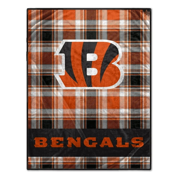 Pegasus Cincinnati Bengals 66" x 95" Oversized Plaid FAN-mily Ultra Cozy Blanket