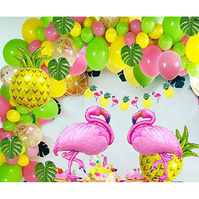 AOWEE Hawaiian Tropical Party Decorations, Summer Beach Party Supplies with Flamingo  Pineapple Helium Balloons Palm Leaves Decor Garland Bunting Banner for Birthday  Luau Hawaii Tiki Aloha Party 