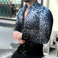 thumbnail image 1 of Camisa de hombre con estampado brillante, manga larga, informal, con solapa, para exteriores, con botones, a la moda, transpirable, para verano y primavera, 1 of 6