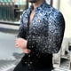 thumbnail image 1 of Camisa de hombre con estampado brillante, manga larga, informal, con solapa, para exteriores, con botones, a la moda, transpirable, para verano y primavera, 1 of 6