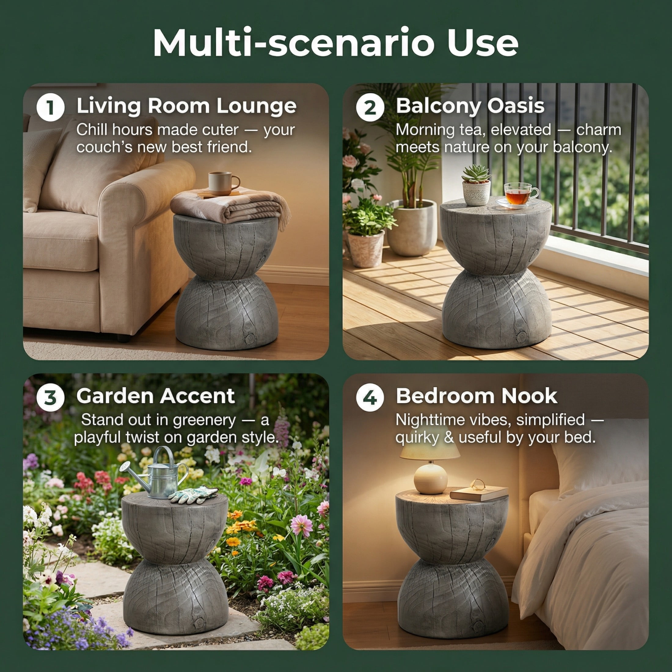 Christopher Knight Home 16.54" Indoor/Outdoor MGO Side Table with Hourglass Design, Gray